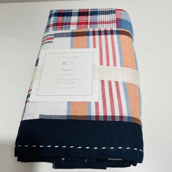 Pottery Barn Kids Other - Pottery Barn Kids madras Baby Crib Comforter Baby Skirt Sheets